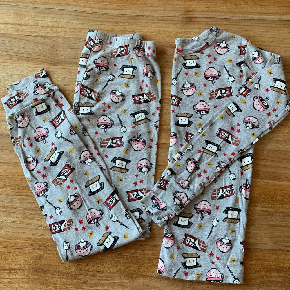 2 PAIR/ SETS of Pajamas Carters and Oshkosh 12 Dinosaur Smores Print Cotton